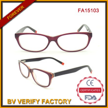 Respectueux de l’environnement optique acétate multicolore nouveau concepteur lunettes (FA15013)